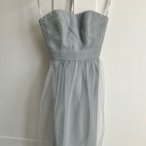 DAVID'S BRIDAL SHORT STRAPLESS TULLE DRESS WITH FULL SKIRT/ F1701